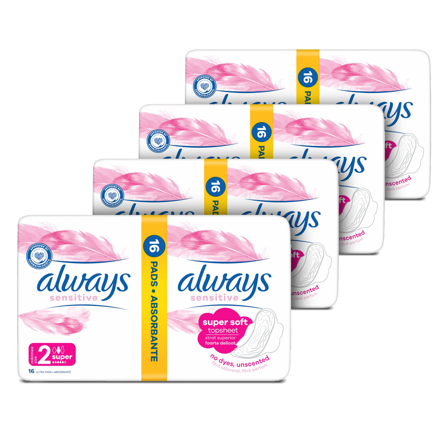 Набор гигиенических прокладок Always Ultra Sensitive Super Pads - с крылышками, размер 2, 4x 16 шт.