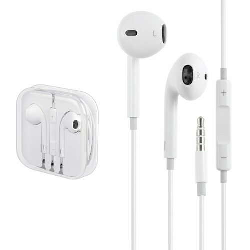 Наушники проводные Гарнитура с микрофоном и регулировкой громкости Mini Jack 35 мм белый 700₽