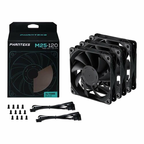 Вентиляторы для корпуса PHANTEKS M25 Black 120мм 3шт Черный без ARGB для кулера СЖО 2078₽