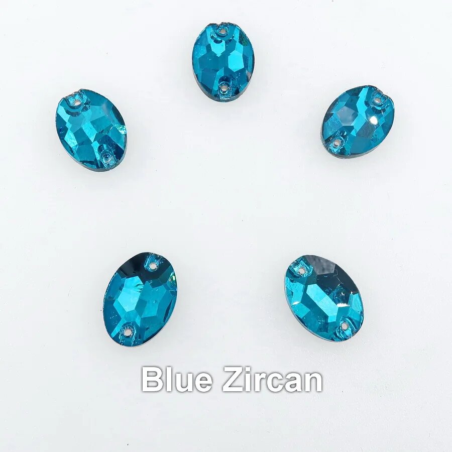 Стразы SNCRYSTAL овальные стеклянные 6 размеров 11x16mm 20pcs Бирюзовый