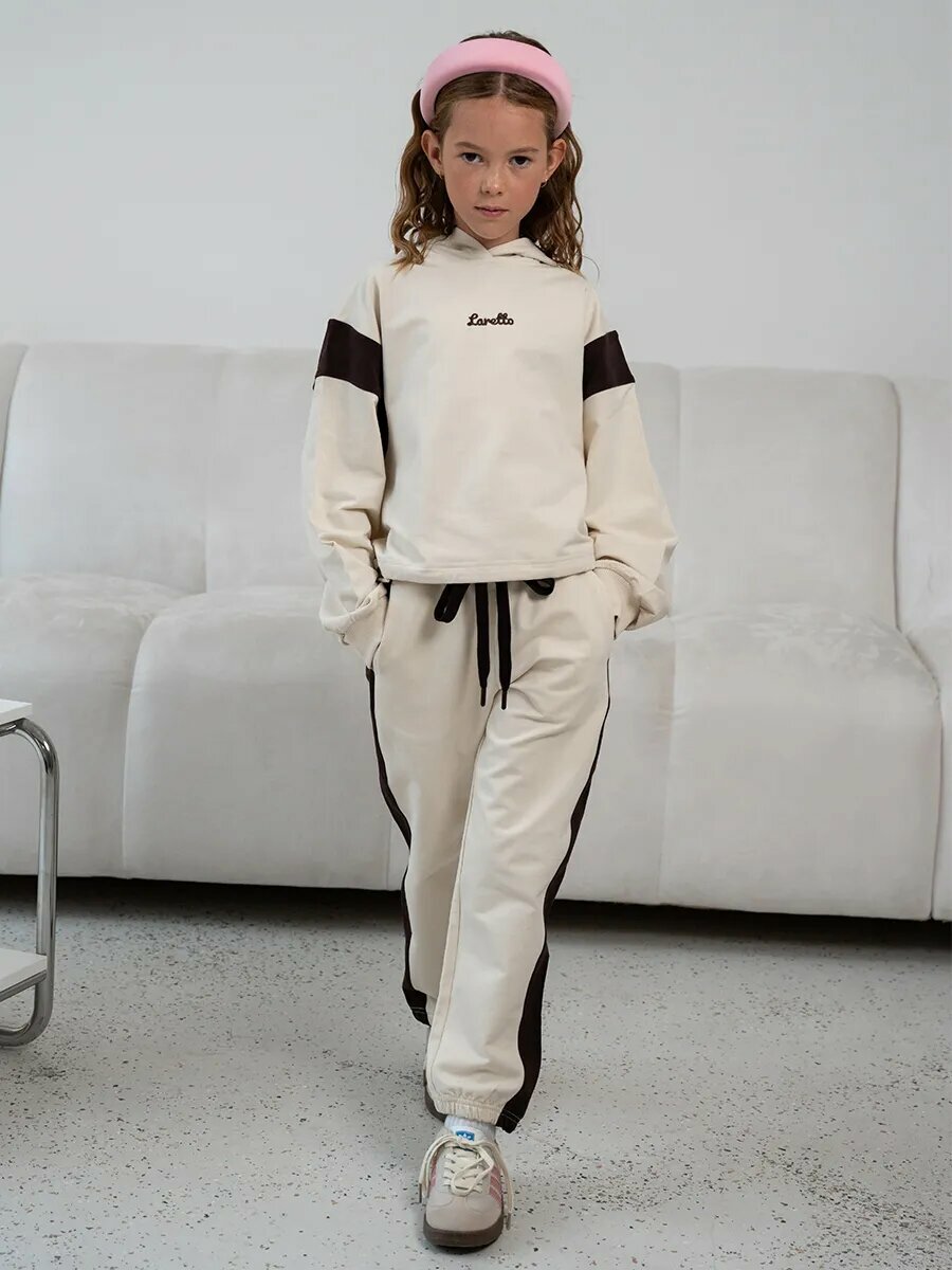 Комплект одежды LARETTO Осень-Зима 2025 размер 134 бежевый/коричневый