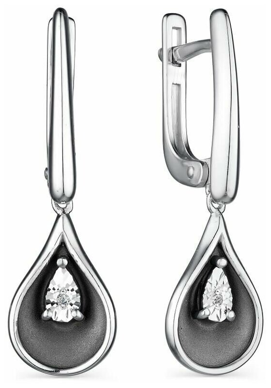 Серьги пусеты, конго Diamant online, серебро, 925 проба, бриллиант