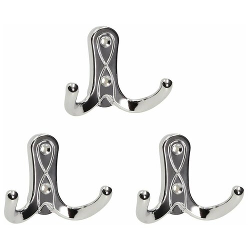 Крючок мебельный двухрожковый GAMET (Польша) хром (комплект 3 шт.)