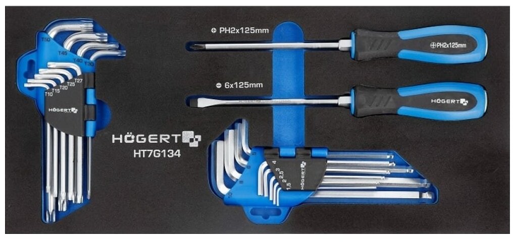 Hoegert Technik Набор отверток, ключи HEX и Torx 20 шт, ложемент EVA HT7G134