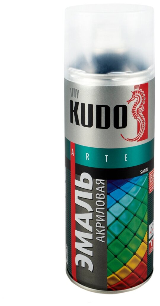 Аэрозольная акриловая краска Kudo Satin KU-0A9005, 520 мл, RAL 9005, черная