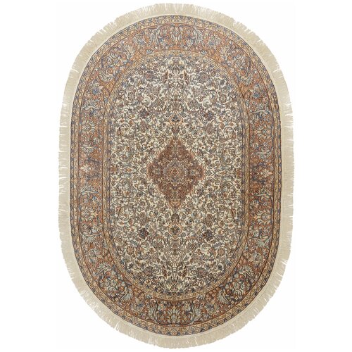 Ковер на пол 1,48 на 2,18 м в спальню, гостиную, бежевый Cashmir 215627 овальный