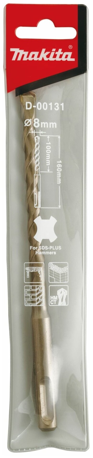 Бур Makita SDS-PLUS D-00206 8х100х160мм D-00131 - фото №12