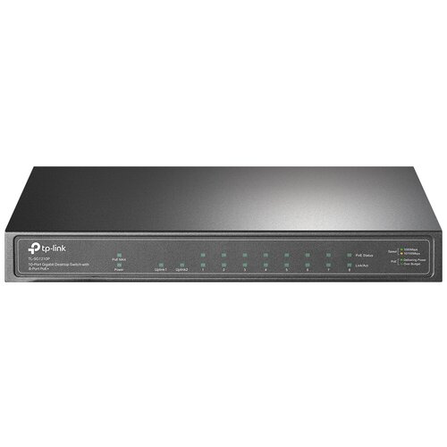 Коммутатор/ 8-port gigabit Unmanaged PoE+ Switch with 1 Gigabit RJ-45 + 1 SFP uplink ports, desktop mount, 8 802.3af/at compliant PoE+ ports, 1 Gigab