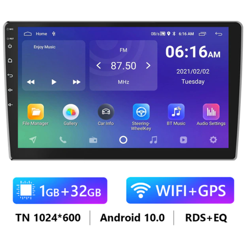 автомагнитола Android 9 дюймов 1 16 гб памяти 2 din GPS навигатор в машину с bluetooth и Wi-Fi
