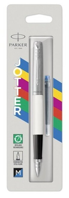 Ручка перьевая Parker JOTTER ORIGINALS WHITE1.0мм+ 2 стержня (син и черн) , блистер 2096871