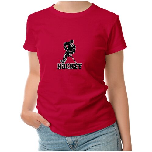 фото Женская футболка «hockey, хоккей, спорт, лед, шайба, клюшка» (xl, черный) roly