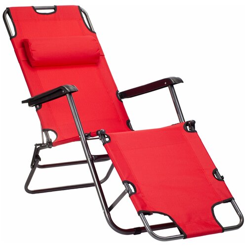 Кресло-шезлонг раскладное с подголовником, текстилен, для отдызха на природе.