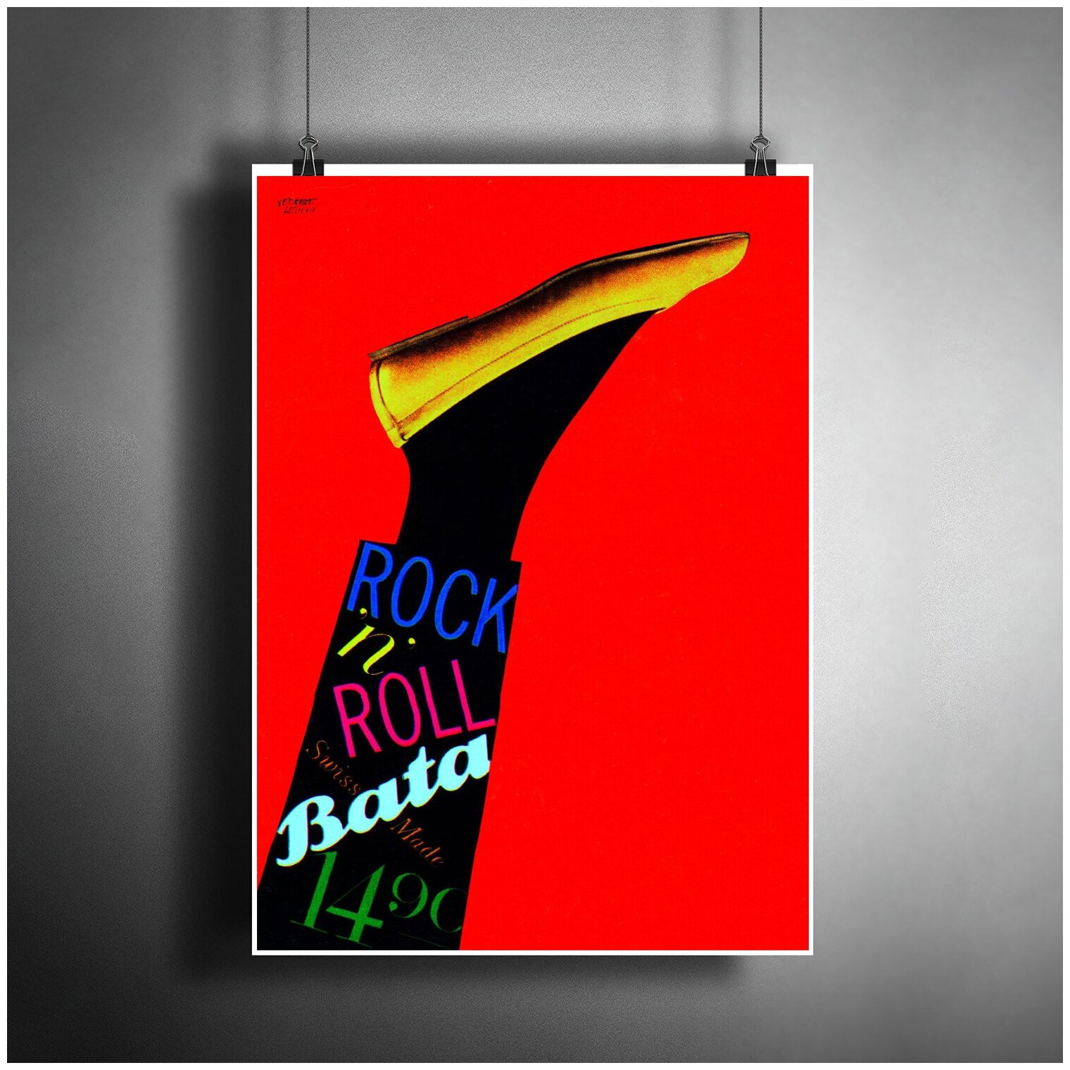 Постер плакат для интерьера "Швейцарский графический дизайнер Herbert Leupin - rock'n'roll batak" / Декор дома, офиса, комнаты A3 (297 x 420 мм)