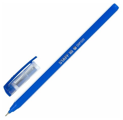 Ручка шариковая масляная STAFF Basic "OBP-320", синяя, корпус голубой, узел 0,7 мм, линия письма 0,35 мм, 143023