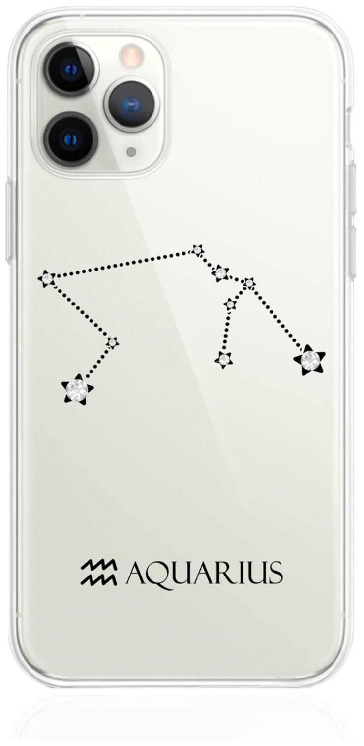 Прозрачный силиконовый чехол с кристаллами Lux для iPhone 11 Pro Знак зодиака Водолей Aquarius для Айфон 11 Про