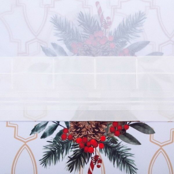 Новогодний комплект штор для кухни с подхватами "Beautiful birds" 145х180см-2 шт, габардин - фотография № 3