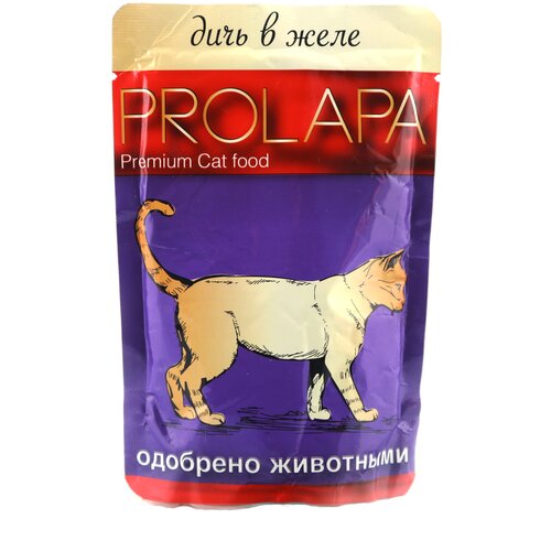 Влажный корм Prolapa Premium 100 гр пауч для кошек дичь в желе 1 упаковка 12 шт
