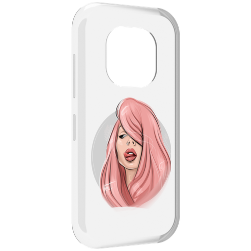Чехол MyPads лицо-девушки-с-розовыми-волосами женский для Doogee V20 задняя-панель-накладка-бампер
