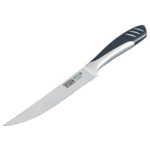фото Gipfel нож для стейка memoria 13 см с зубчатой кромкой серебристый металлик/черный