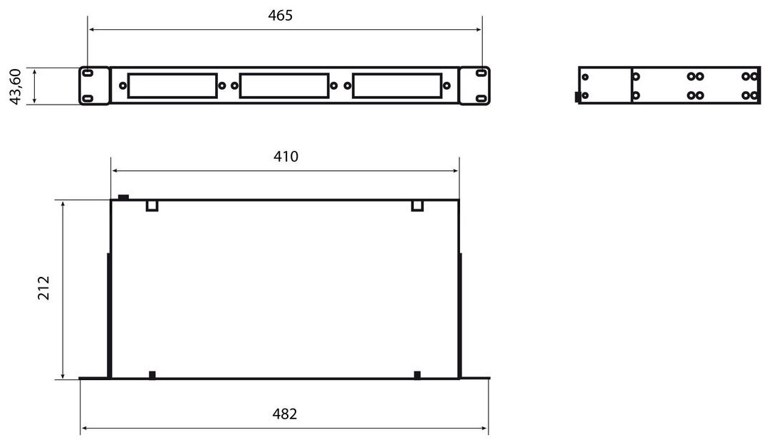 Бокс оптический Hyperline FO-19R-1U-3xSLT-W140H42-24UN-GY универсальный 19" от 8 до 24 портов - фото №5