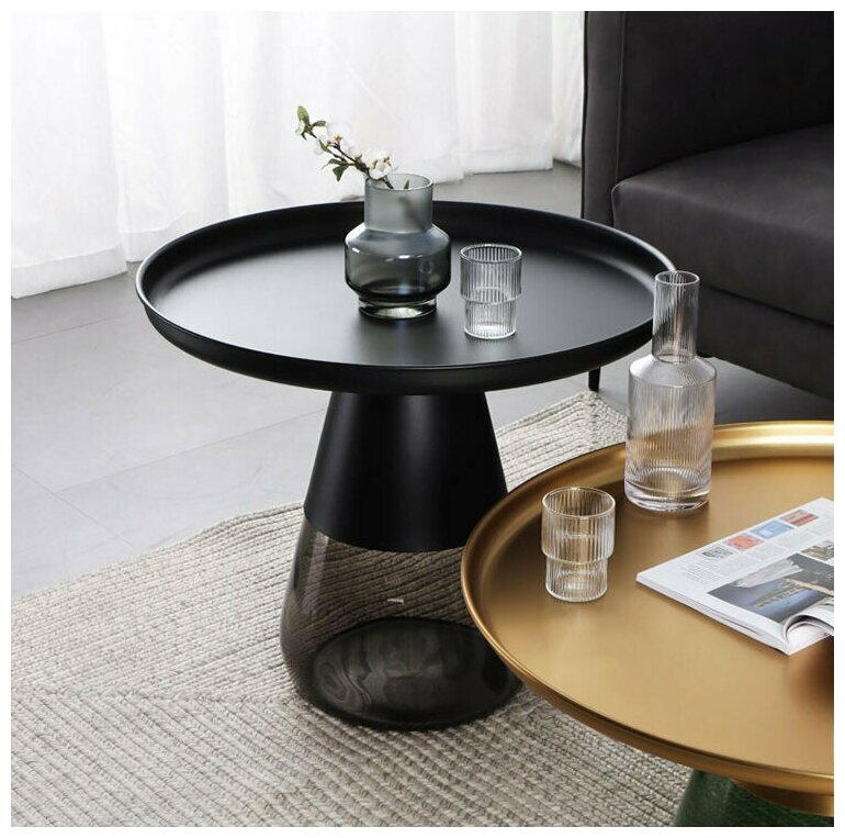 Кофейный столик Casablanca coffee table - высокий (Зеленое стекло, фиолетовый металл) - фотография № 4