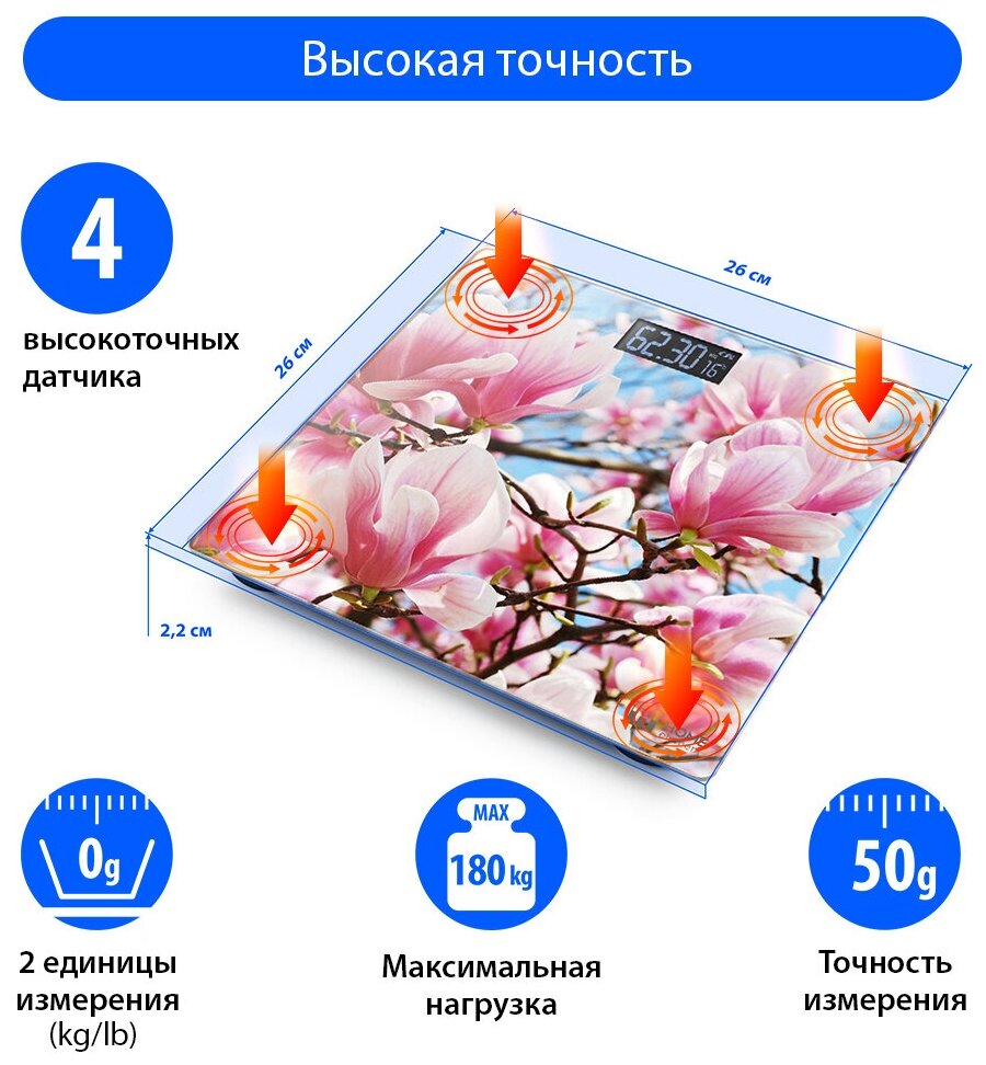 Весы напольные HOME ELEMENT HE-SC904 магнолия - фотография № 4