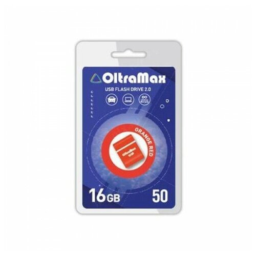 Флеш-накопитель 16Gb OltraMax Drive 50 Mini, USB 2.0, пластик, оранжевый, с красной вставкой