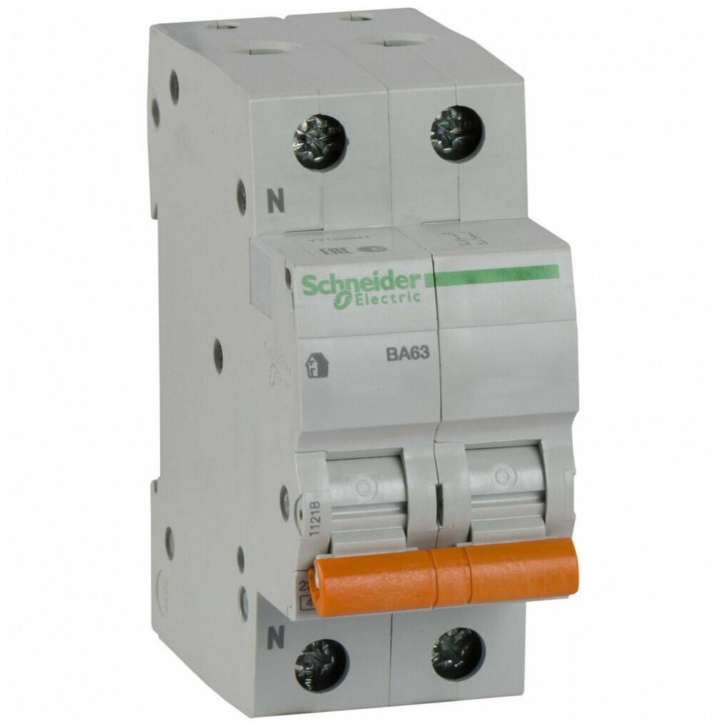 Выключатель автоматический модульный 2п (1P+N) C 50А 4.5кА BA63 Домовой Schneider Electric 11218 1шт