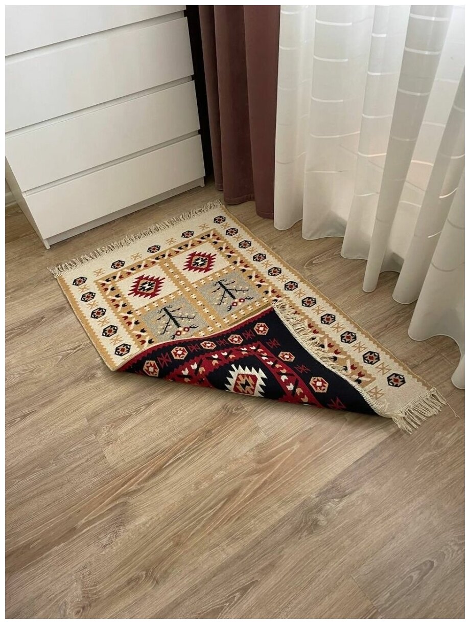 Ковер комнатный хлопковый килим, двусторонний коврик, гипоаллергенный коврик Musafir Home