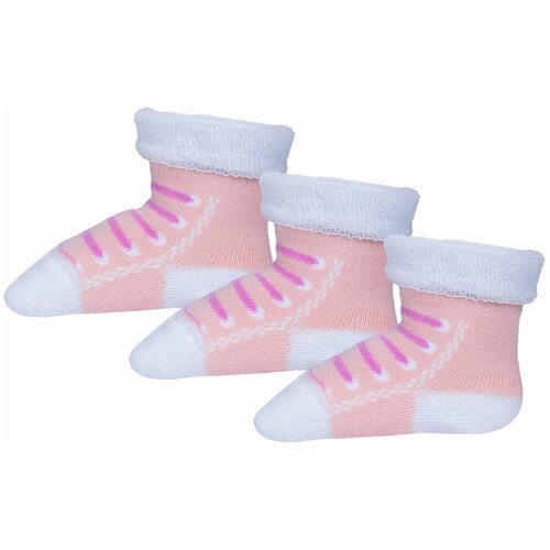 Комплект из 3 пар детских махровых носков Альтаир персиковые, размер 14