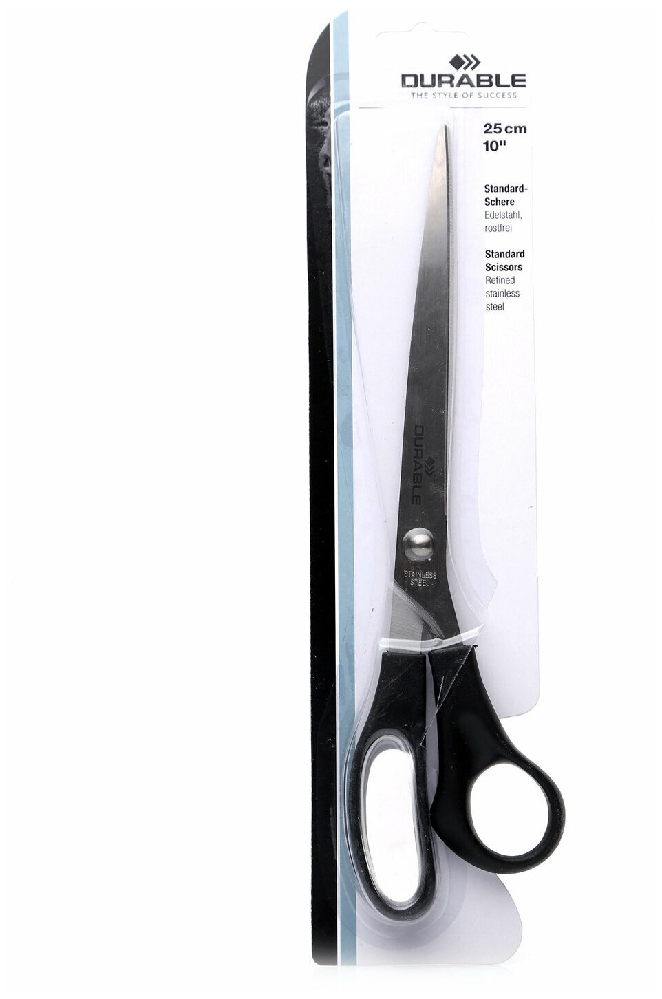 Ножницы канцелярские Durable Стандарт, 25 см, закругленные концы, нержавеющая сталь Черный