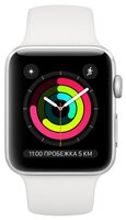 Часы Apple Watch Series 3 38mm Aluminum Case with Sport Band серебристый/белый