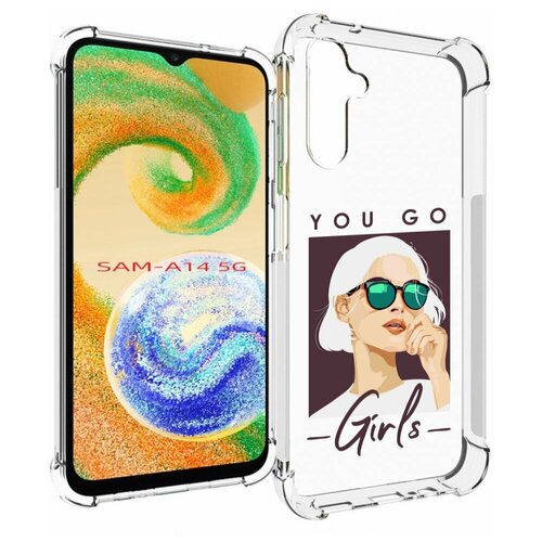 Чехол MyPads Девушка-в-очках-с-белыми-волосами женский для Samsung Galaxy A14 4G/ 5G задняя-панель-накладка-бампер
