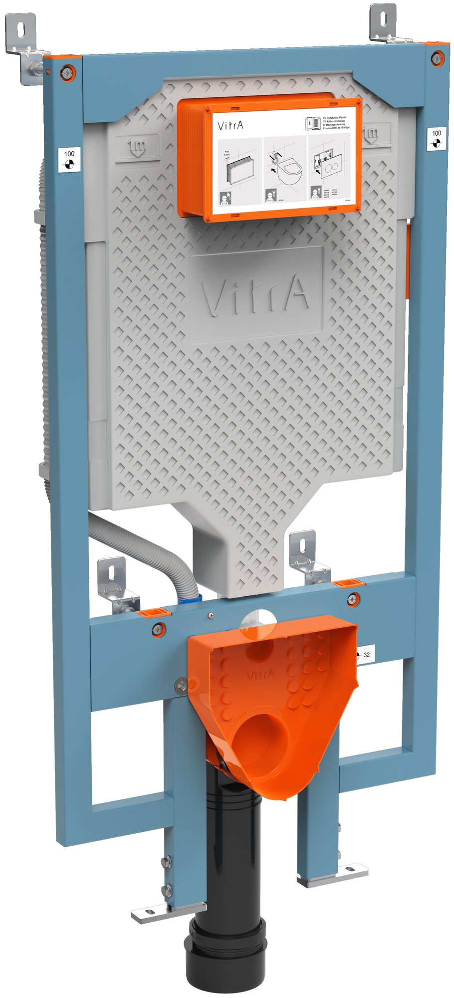 Инсталляция Vitra VPro 765-5800-01 для унитаза, система смыва на 3/6л, крепления в комплекте