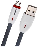 Кабель Zetton Flat Slim USB - microUSB 1 м серый