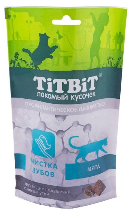 TITBIT Хрустящие подушечки для кошек с мясом утки для чистки зубов, 60 гр 3шт
