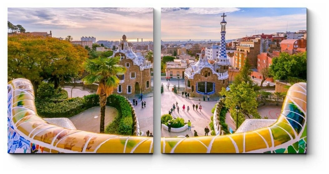Модульная картина Потрясающий вид из парка Гуэль, Барселона 40x20
