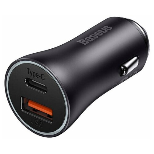 Автомобильное зарядное устройство Baseus Golden Contactor Max Dual Fast Charger Car Charger U+C 60W Dark Gray (CGJM000113) автомобильное зарядное устройство perfeo с двумя разъемами usb 2 4a черный i4620