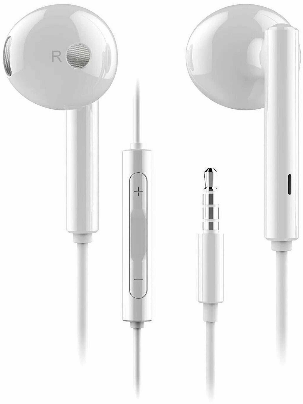 Наушники проводные с микрофоном белые Honor АМ115 для Samsung, Xiaomi, Honor, Huawei, Poco