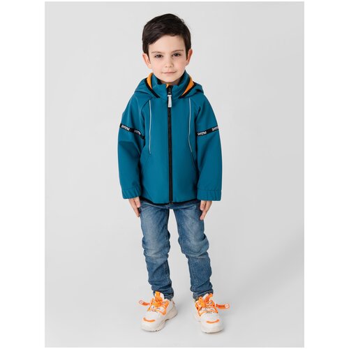фото Куртка детская софтшелл демисезонная 22-004 атлантик/оранжевый (104) shoom