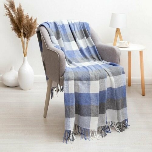 Плед Пикник 140х200 см белый-синий-серый хлопок 20 пан 40 полиэстер 40 3940₽