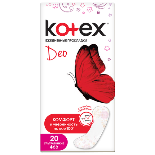 Купить Ежедневные прокладки Kotex Super Slim Deo 1 капель 56 шт, Прокладки и тампоны
