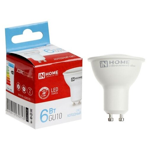 Лампа светодиодная ТероПром 9527867 IN HOME LED-JCDRC-VC, 6 Вт, 230 В, GU10, 6500 К, 530 Лм