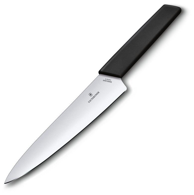 Нож Victorinox разделочный, лезвие 19 см, чёрный, в картонном блистере - фотография № 1