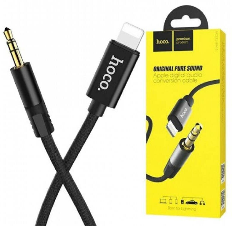 Адаптер Hoco UPA13 Sound Source Lightning - 3.5 Audio Cable Black (6957531096375) - фото №2