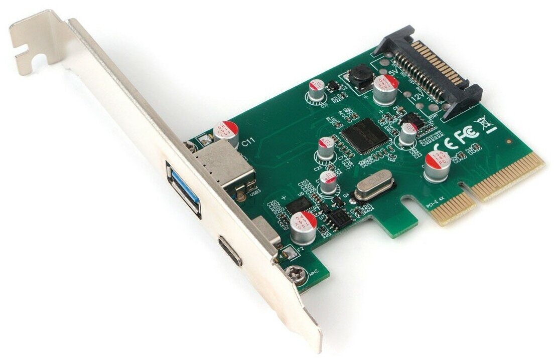 Gembird Контроллер USB SPCR-02 PCI-express, порты: 2 внешн. USB 3.1 Type-C и Type-A
