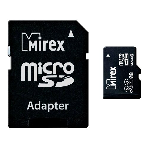 Карта памяти Mirex microSDHC Class 10 + SD adapter 32 GB чтение: 25 MB/s запись: 10 MB/s адаптер на SD