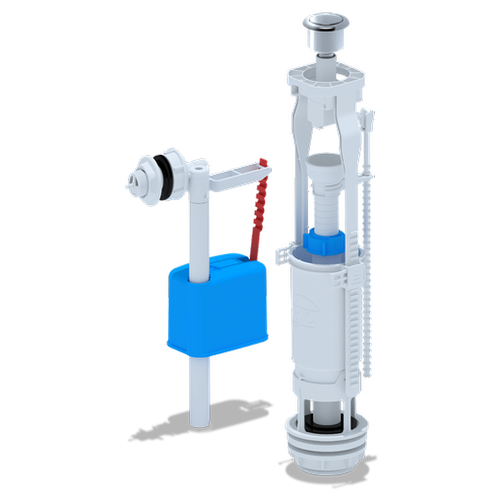Набор для бачка унитаза с боковой подводкой 1/2' с пластиковым щтуцером кнопка металлизированная эконом | код WC6050М | АНИ пласт (5шт. в упак.) клапан ани пласт впускной боковой 1 2 пластиковая резьба для бачка унитаза эконом