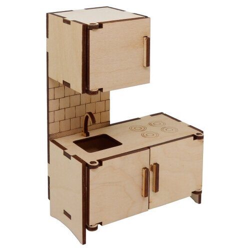 фото L-723 дер. заготовка кукольная мебель 'кухонный модуль навесной шкаф и мойка' 10*5*14,5 см astra&craft astra & craft