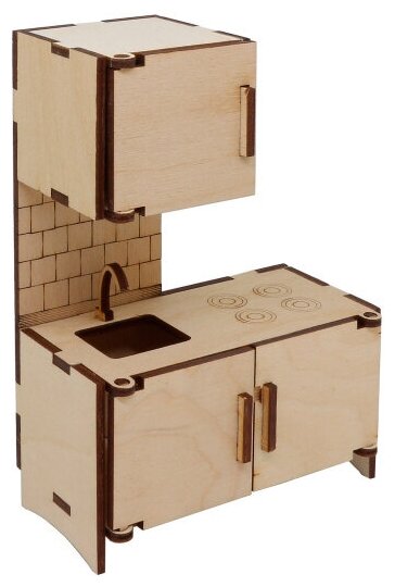L-723 Дер. заготовка кукольная мебель 'Кухонный модуль навесной шкаф и мойка' 10*5*14,5 см Astra&Craft
